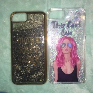 Two iPhone 6, glitter phone cases